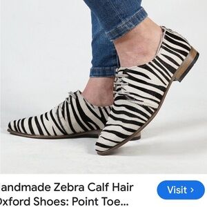 ANTROPOLOGIE ,by Matiko SIZE 7.5 leather brown and white, real calfskin, zebra